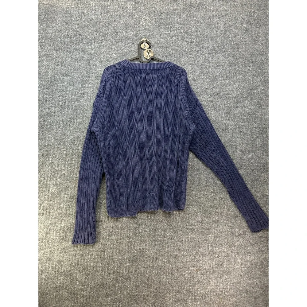 Vintage Bugle Boy Long Sleeve Sweater Men's Blue Chunky Ribbed Knit Pullover